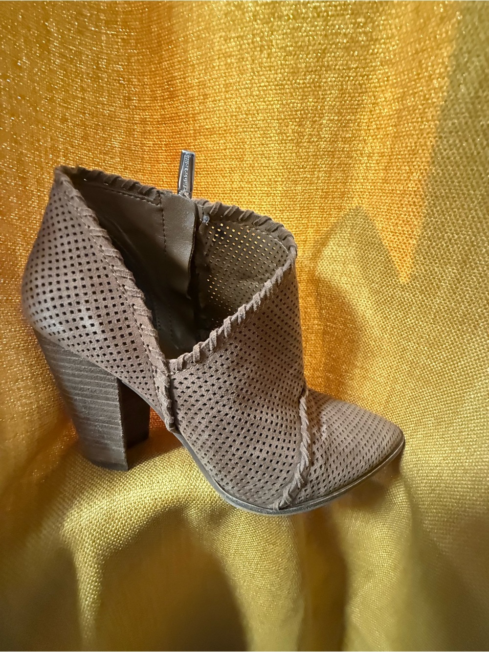Vince Camuto Brown Perforated Suede Ankle Booties - Picture 2 of 6